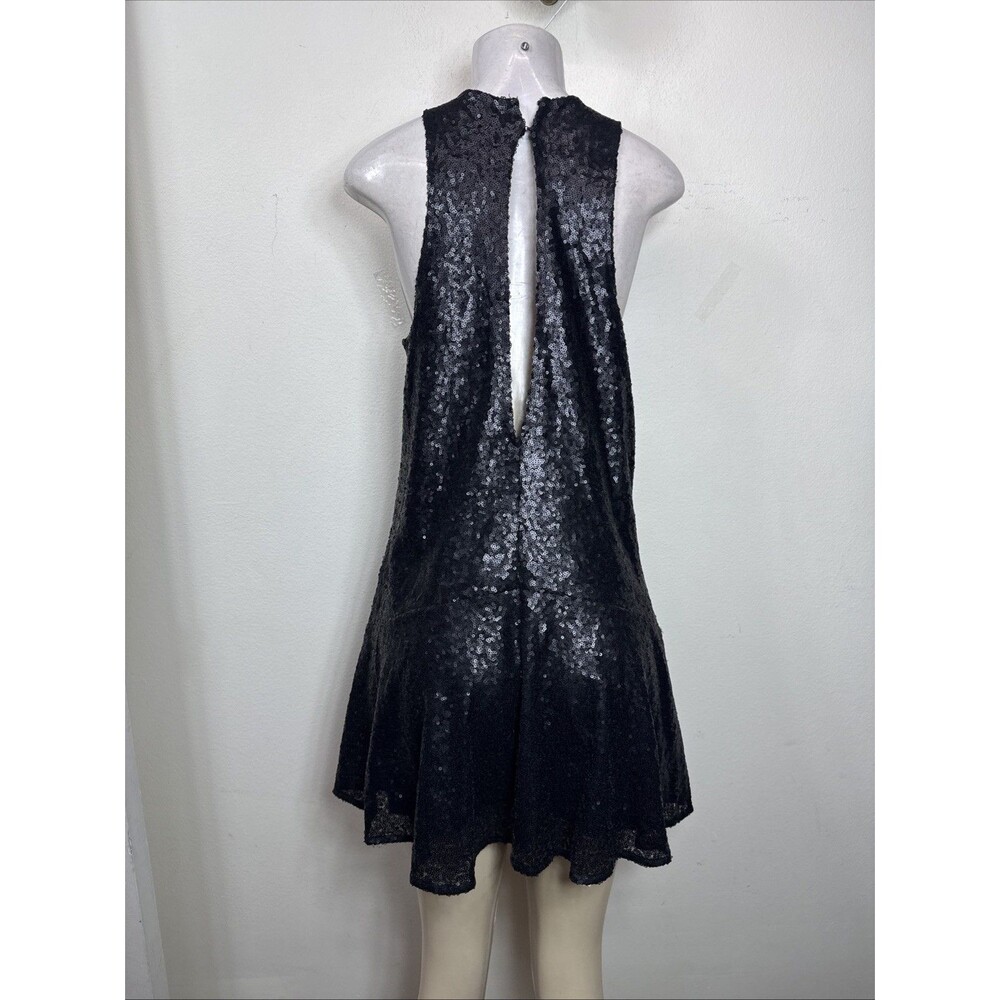 (C1) Free People black sequined mini dress, flared and lined, women's size XS - Picture 4 of 13